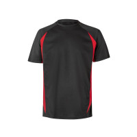 black, red